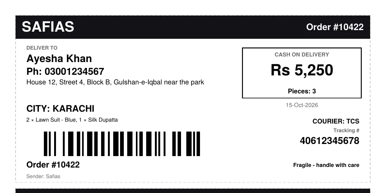 The Standard label. The Tracking # line stays blank until you have the number.